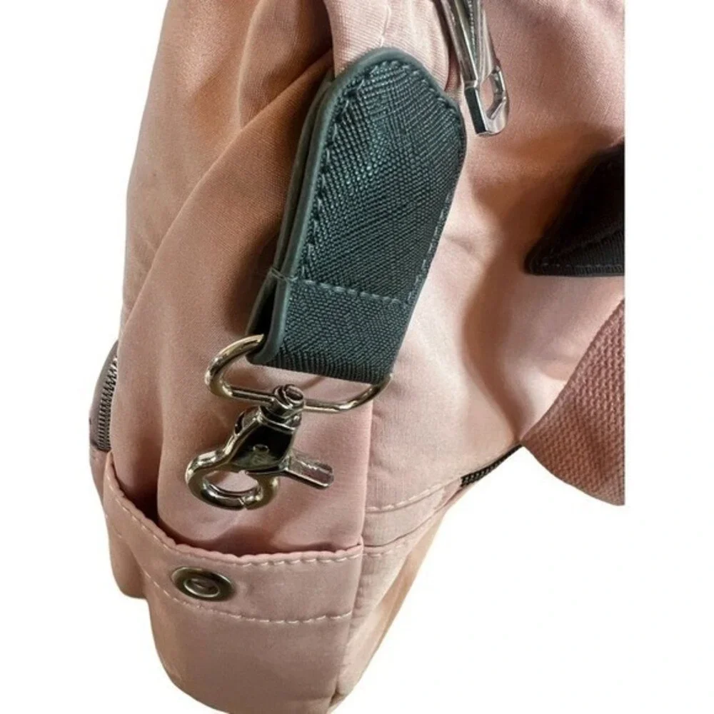 Yunyang Tote Shoulder Bag Pink Multi Pocket Removable Strap Zipper 12‎ X 12 X 5